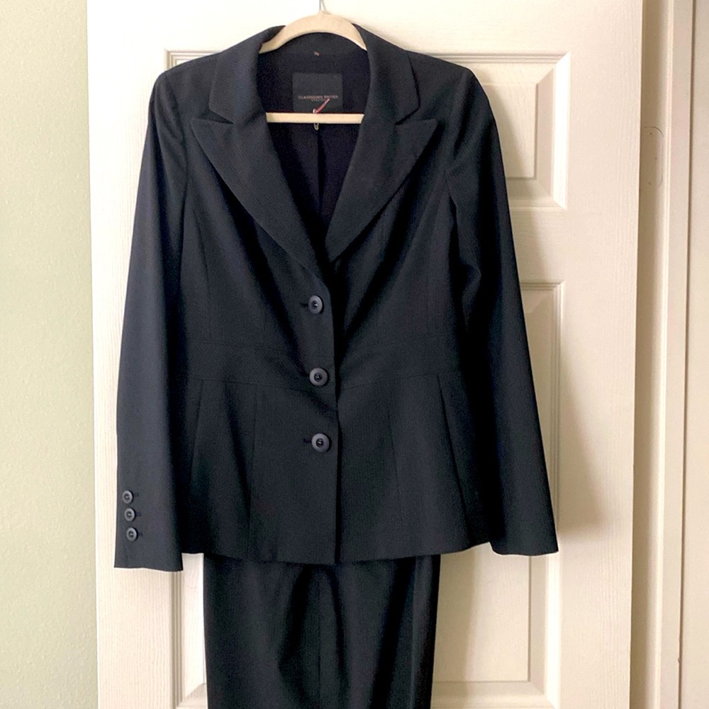 Black pinstripe suit